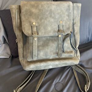 Suede military green backpack